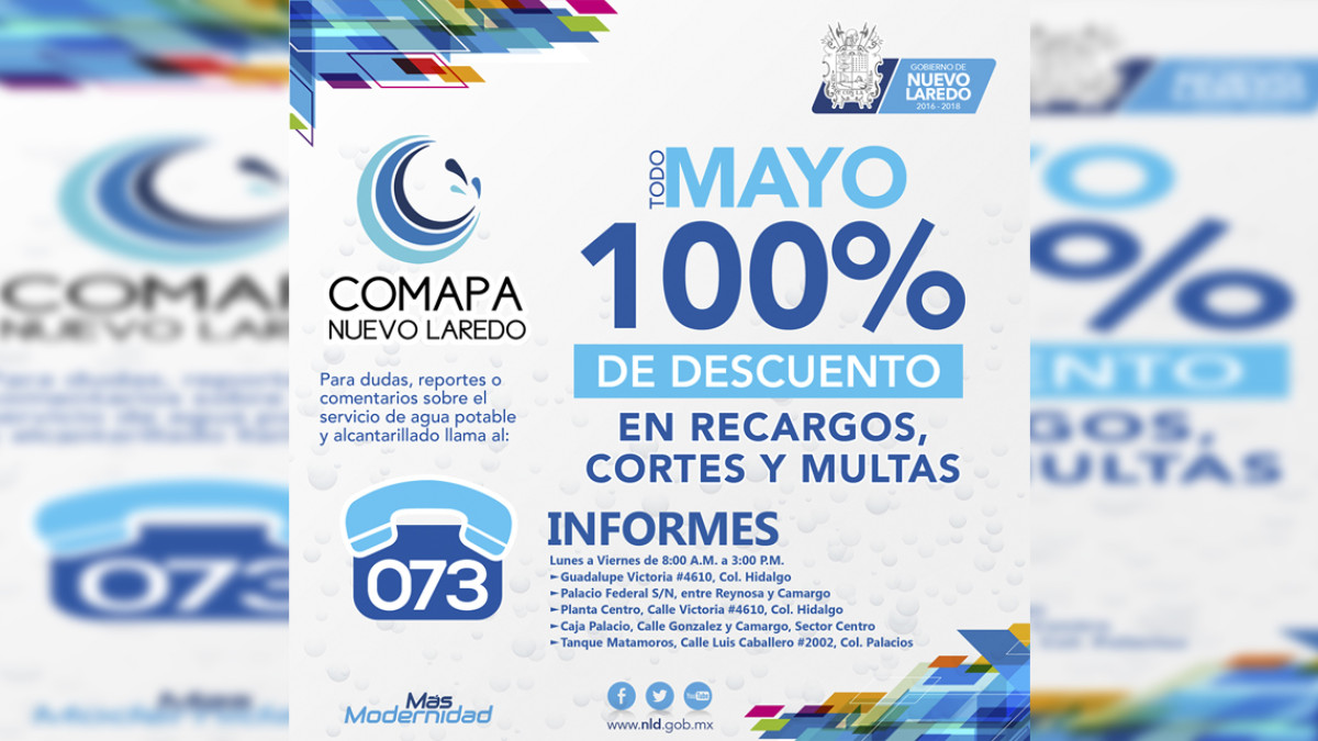 Invitan Comapa aprovechar el 100% de descuento en recargos 