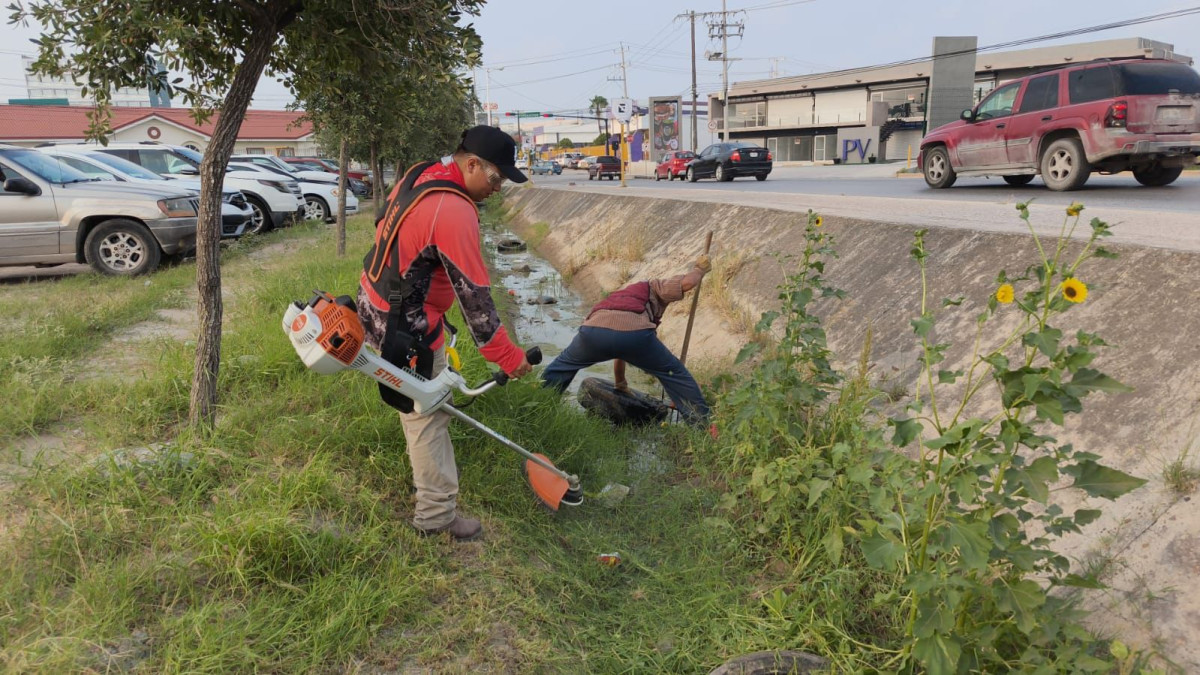 Desarrolla Gobierno de Reynosa labores de desazolve en dren Reynosa 