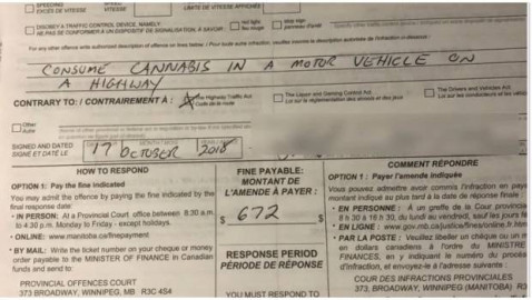 Reportan primera multa por conducir bajo el influjo de la mariguana en Canadá