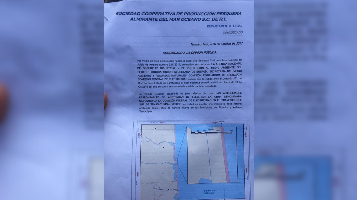 Logran pescadores suspender trabajos del gasoducto Texas-Tuxpan
