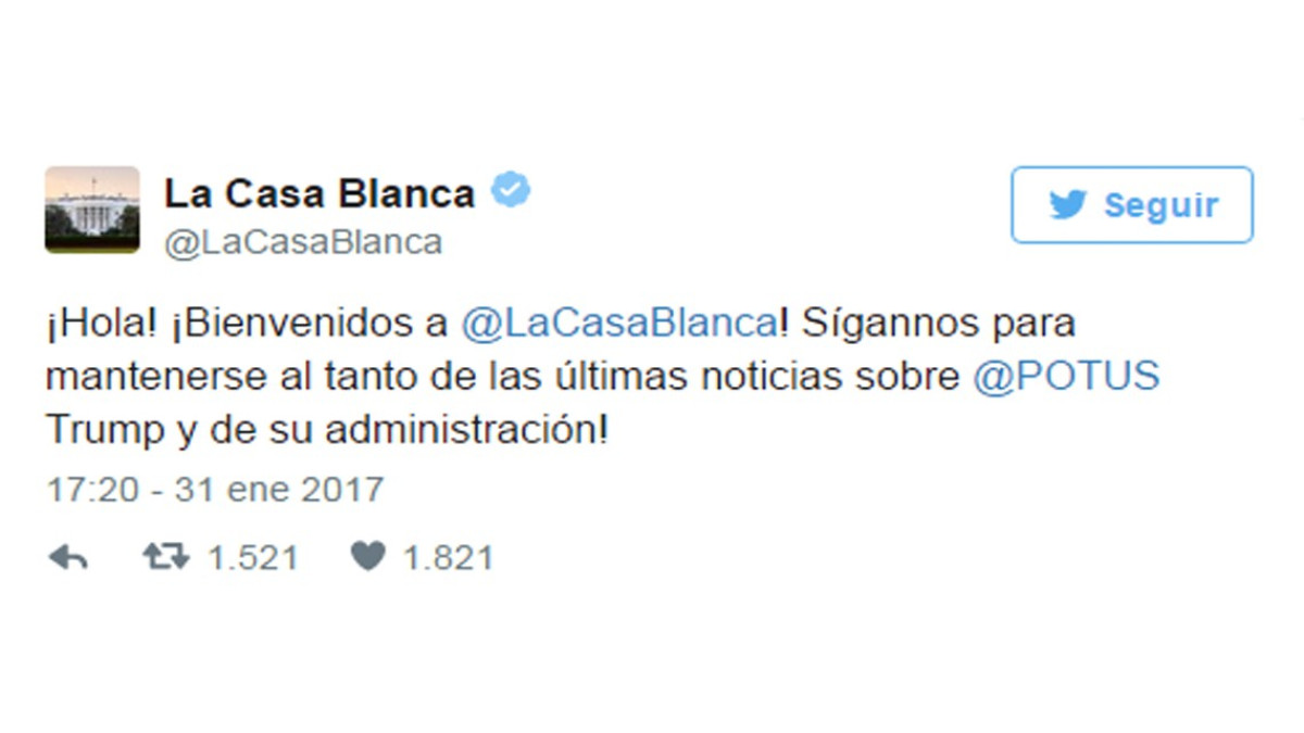 Casa Blanca reactiva su cuenta de Twitter en español