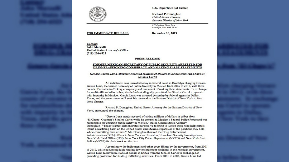 Detienen en Texas a Genaro García Luna por corrupción