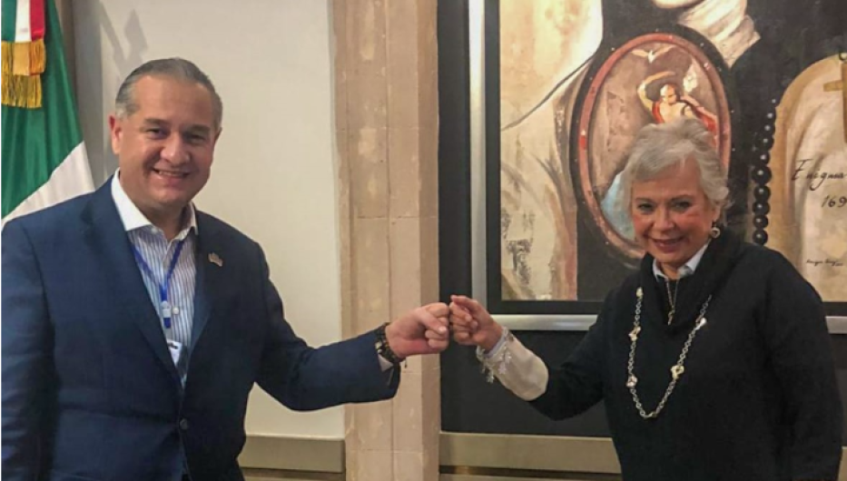 Se reúne Adrián Oseguera con Olga Sánchez Cordero