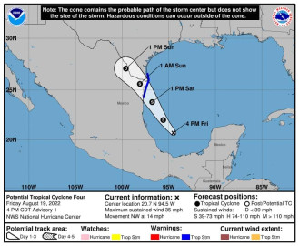 Listo Gobierno de Matamoros por posible presencia de tormenta tropical "Danielle"