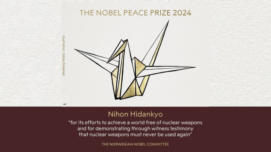 Otorgan a la organización Nihon Hidankyo el Premio Nobel de la Paz