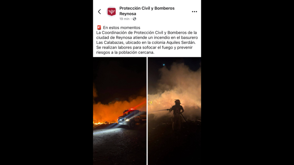 Atienden incendio en basurero Las Calabazas en Reynosa