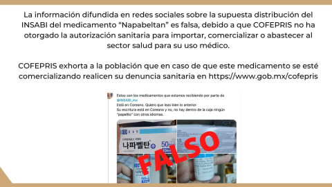 Cofepris niega autorización de Napabeltan en México