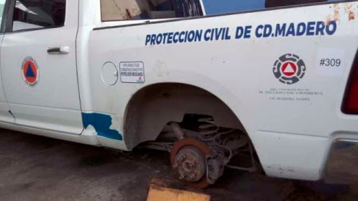 Vandalizado encontraron parque vehicular de PC Madero