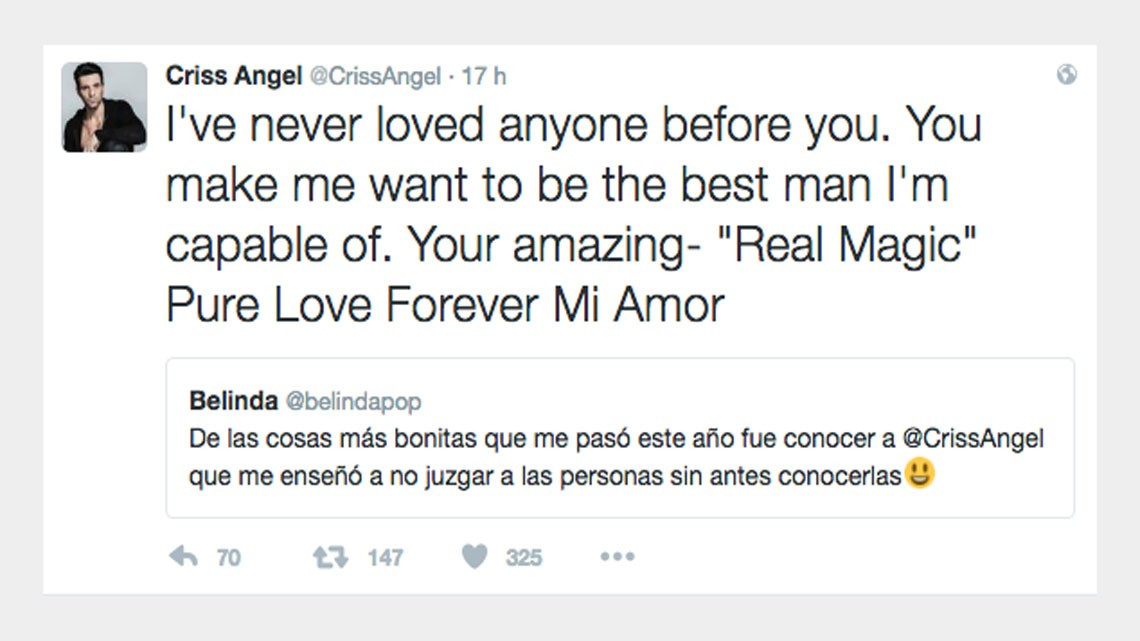 Belinda y Criss Angel ya no esconden su amor