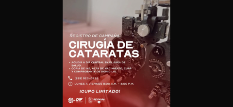 Llama DIF Reynosa a registrarse en la campaña de cirugías de cataratas
