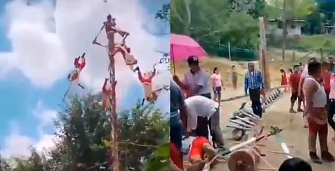 Voladores de Papantla caen de 10 metros de altura mientras realizaban ritual