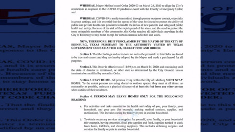 Ordena Edinburg “permanecer en casa” por coronavirus 