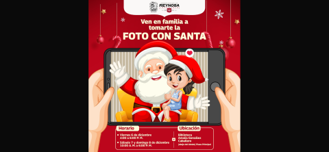 Tómate la Foto con Santa en la plaza principal Miguel Hidalgo de Reynosa 
