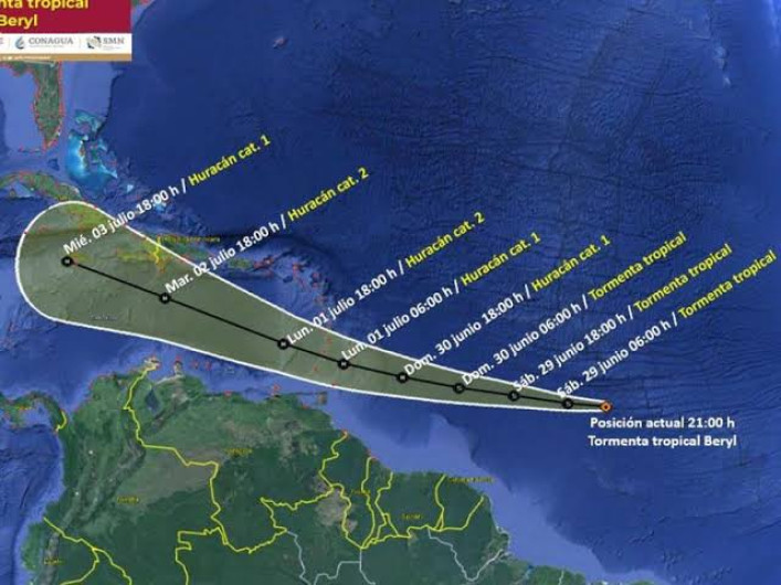 Huracán Beryl llega a categoría 5, 