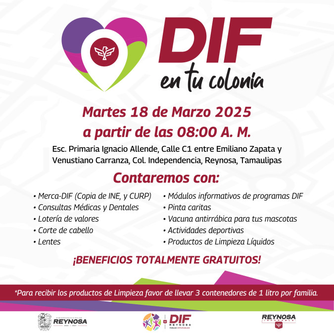 Llevará DIF Reynosa servicios gratuitos a la colonia Independencia